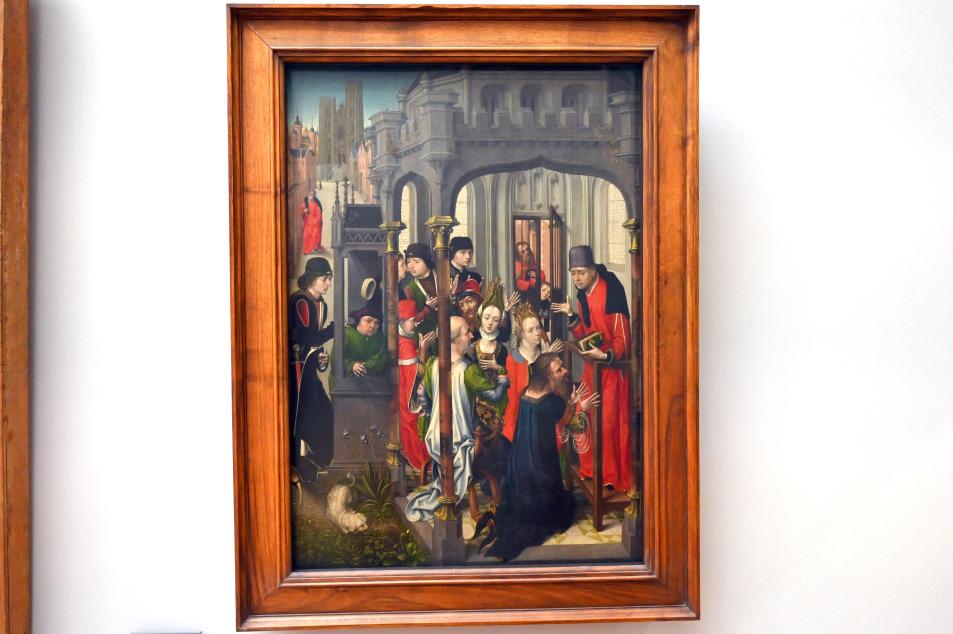Meister von Sainte Gudule (1470–1481), Predigtszene, Paris, Musée du Louvre, Saal 818, um 1477–1480, Bild 1/2