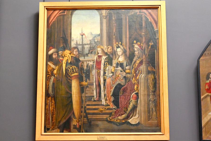 Meister der Kölner Ursula-Legende (1480–1500), Der heidnische König schickt Botschafter, um um der Hand der heiligen Ursula zu bitten, Paris, Musée du Louvre, Saal 819, um 1480–1500