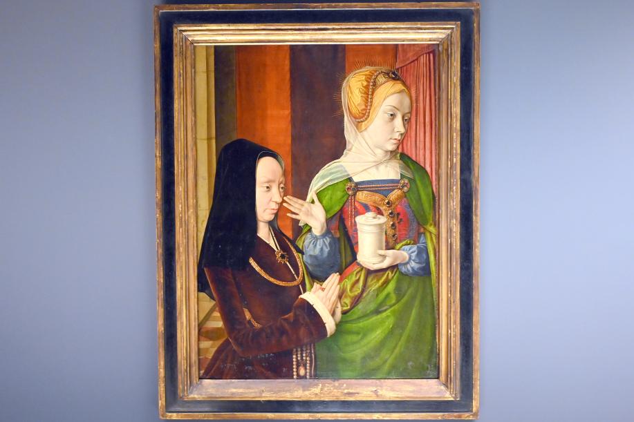 Jean Hey (Meister von Moulins) (1482–1494), Vermutliches Porträt der Madeleine de Bourgogne, empfohlen von der Heiligen Maria Magdalena, Paris, Musée du Louvre, Saal 820, um 1490–1495, Bild 1/2
