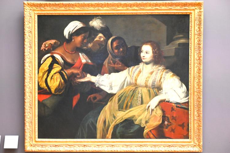 Nicolas Régnier (Niccolò Renieri) (1624–1650), Die Wahrsagerin, Paris, Musée du Louvre, Saal 829, um 1626, Bild 1/2