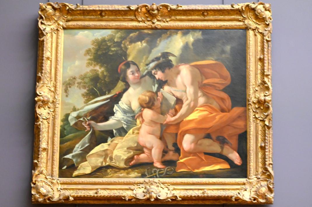 Nicolas Chaperon (1637), Venus, Göttin der Liebe, vertraut Merkur die Erziehung des Amors an, Paris, Musée du Louvre, Saal 828, um 1635–1640
