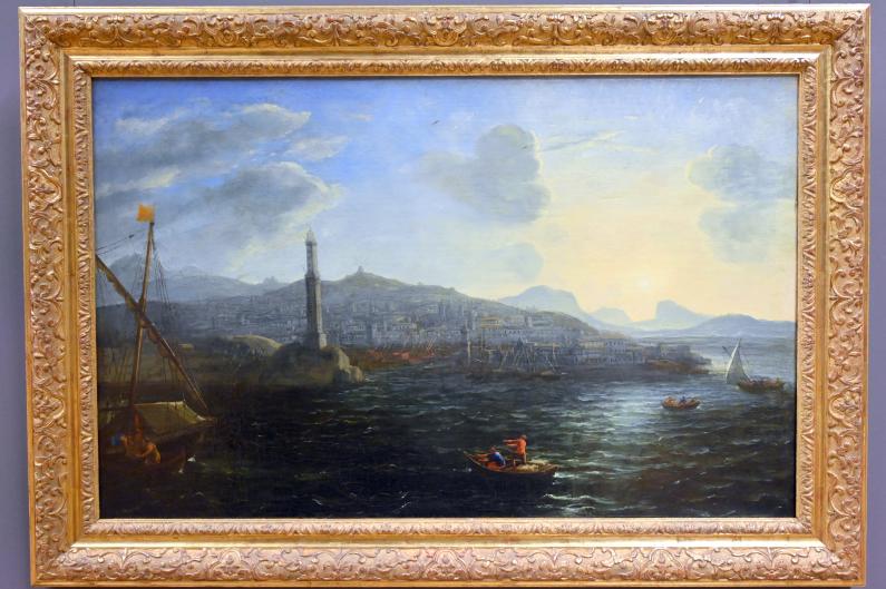 Claude Lorrain (Claude Gellée) (1628–1681), Der Hafen von Genua vom Meer aus gesehen, Paris, Musée du Louvre, Saal 827, um 1627–1629, Bild 1/2