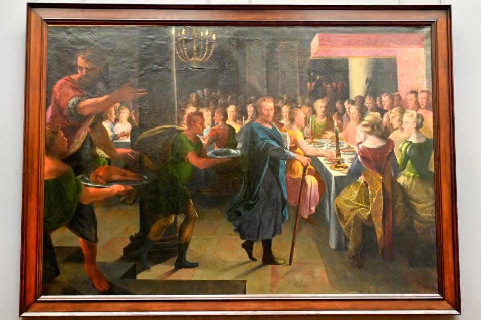 Toussaint Dubreuil (1598–1600), König Dicé bietet Francus ein Bankett an, Paris, Musée du Louvre, Saal 824, 1594–1602, Bild 1/2