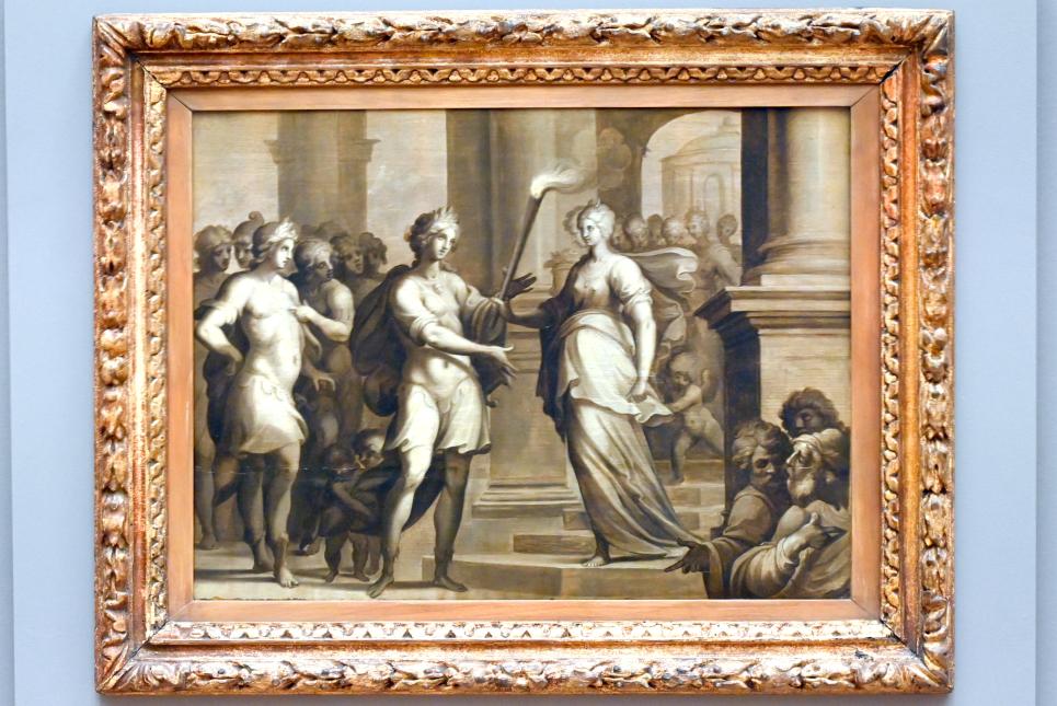 Ambroise Dubois (1609), Der Athlet Theagenes erhält die Fackel von Chariclea, Paris, Musée du Louvre, Saal 824, um 1609–1610, Bild 1/2