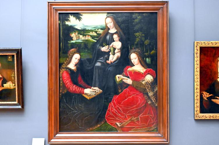 Ambrosius Benson (1525–1531), Jungfrau und Kind zwischen der Heiligen Katharina und der Heiligen Barbara, Paris, Musée du Louvre, Saal 814, um 1530–1532, Bild 1/2