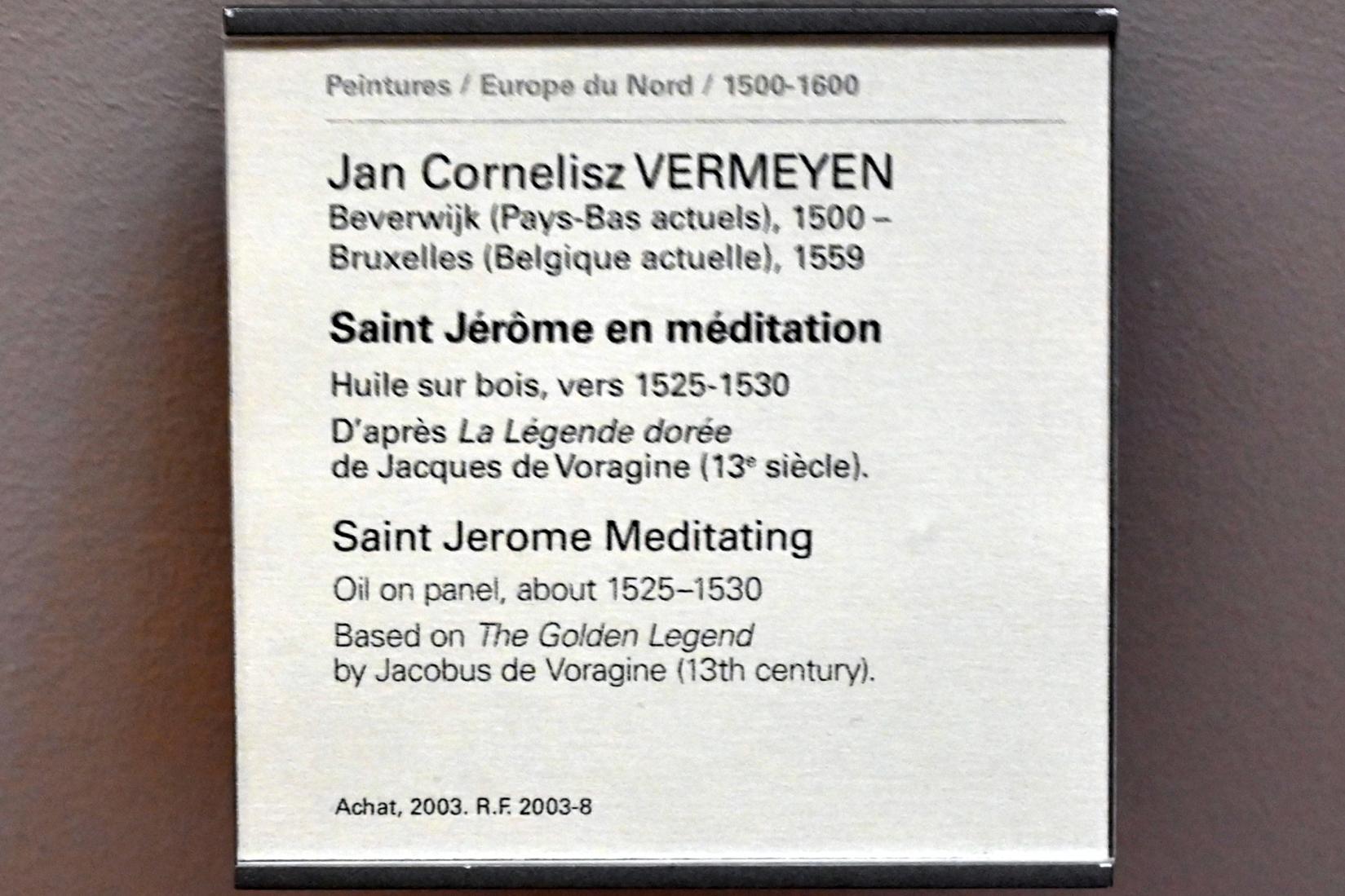 Jan Cornelisz Vermeyen (1527–1540), Der heilige Hieronymus in Meditation, Paris, Musée du Louvre, Saal 815, um 1525–1530, Bild 2/2