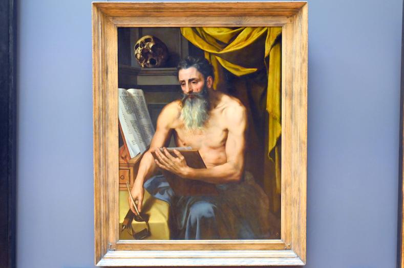 Willem Adriaensz Key (1543–1567), Der heilige Hieronymus meditiert über die Bibel, Paris, Musée du Louvre, Saal 811, um 1565–1570