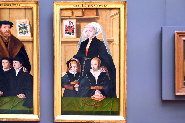 Bartholomäus Bruyn der Ältere (1513–1546), Porträt der Katharina von Gail (gest. 1540) und ihren beiden Töchtern, Paris, Musée du Louvre, Saal 809, um 1536–1537, Bild 1/2