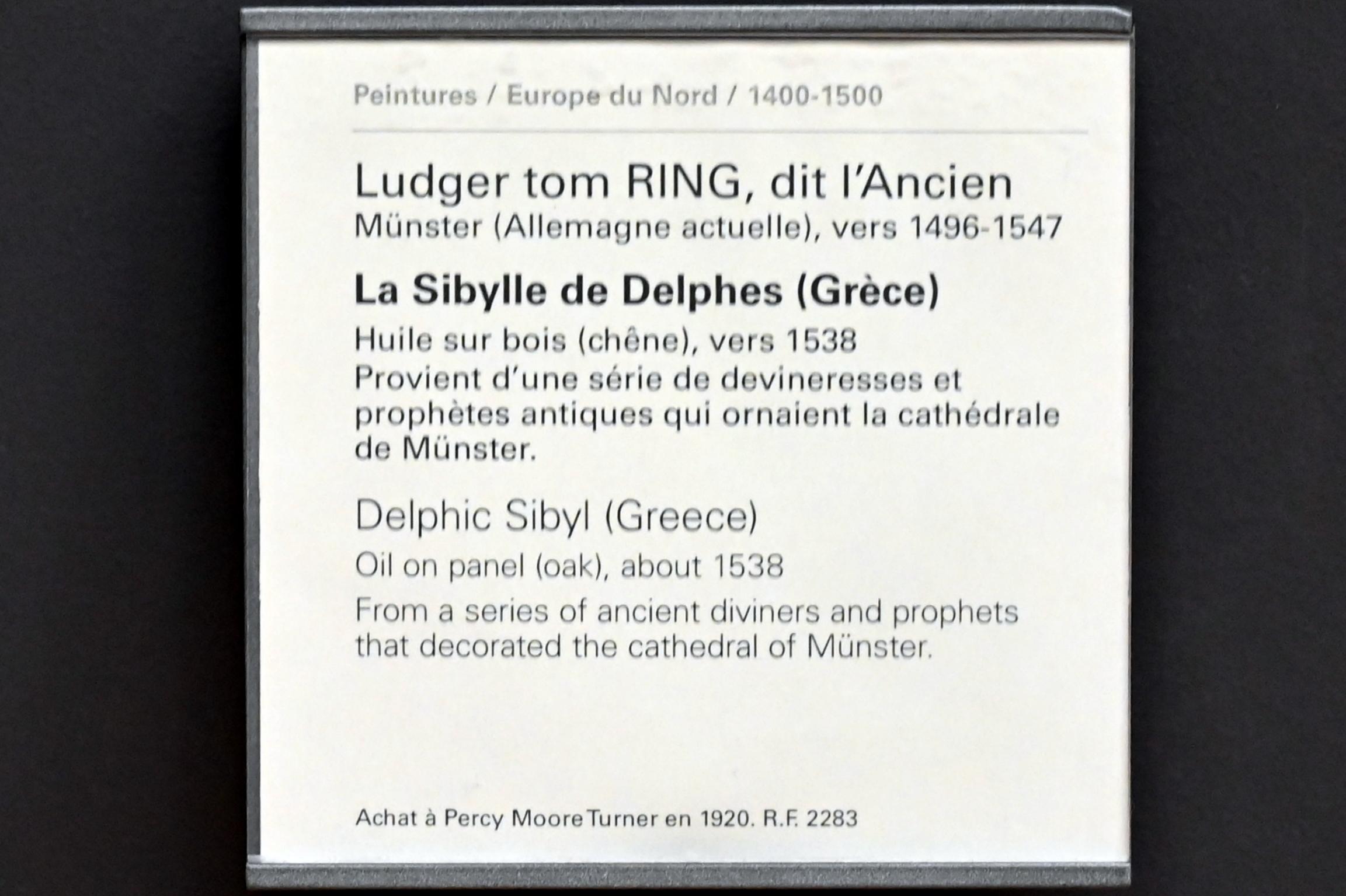 Ludger tom Ring der Ältere (1510–1538), Delphische Sibylle (Griechenland), Paris, Musée du Louvre, Saal 809, um 1538, Bild 2/2