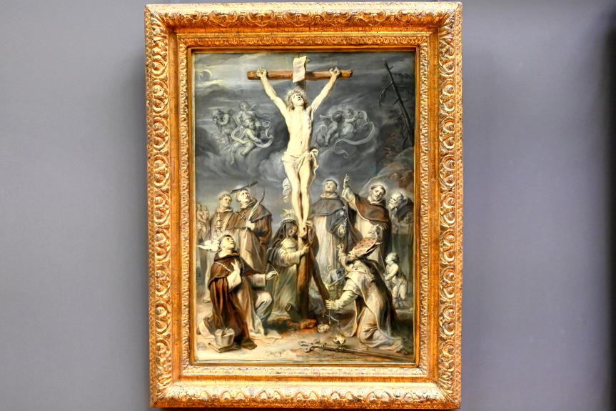 Abraham van Diepenbeeck (1625–1650), Christus am Kreuz, angebetet von acht Heiligen des Dominikanerordens, Paris, Musée du Louvre, Saal 803, um 1640–1660, Bild 1/2
