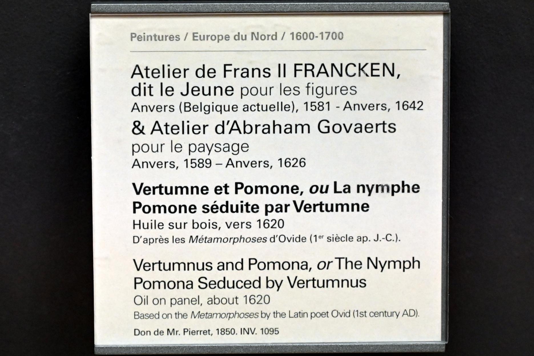 Frans Francken der Jüngere (Werkstatt) (1612–1627), Vertumnus und Pomona (Die von Vertumnus verführte Nymphe Pomona), Paris, Musée du Louvre, Saal 803, 1626, Bild 2/2