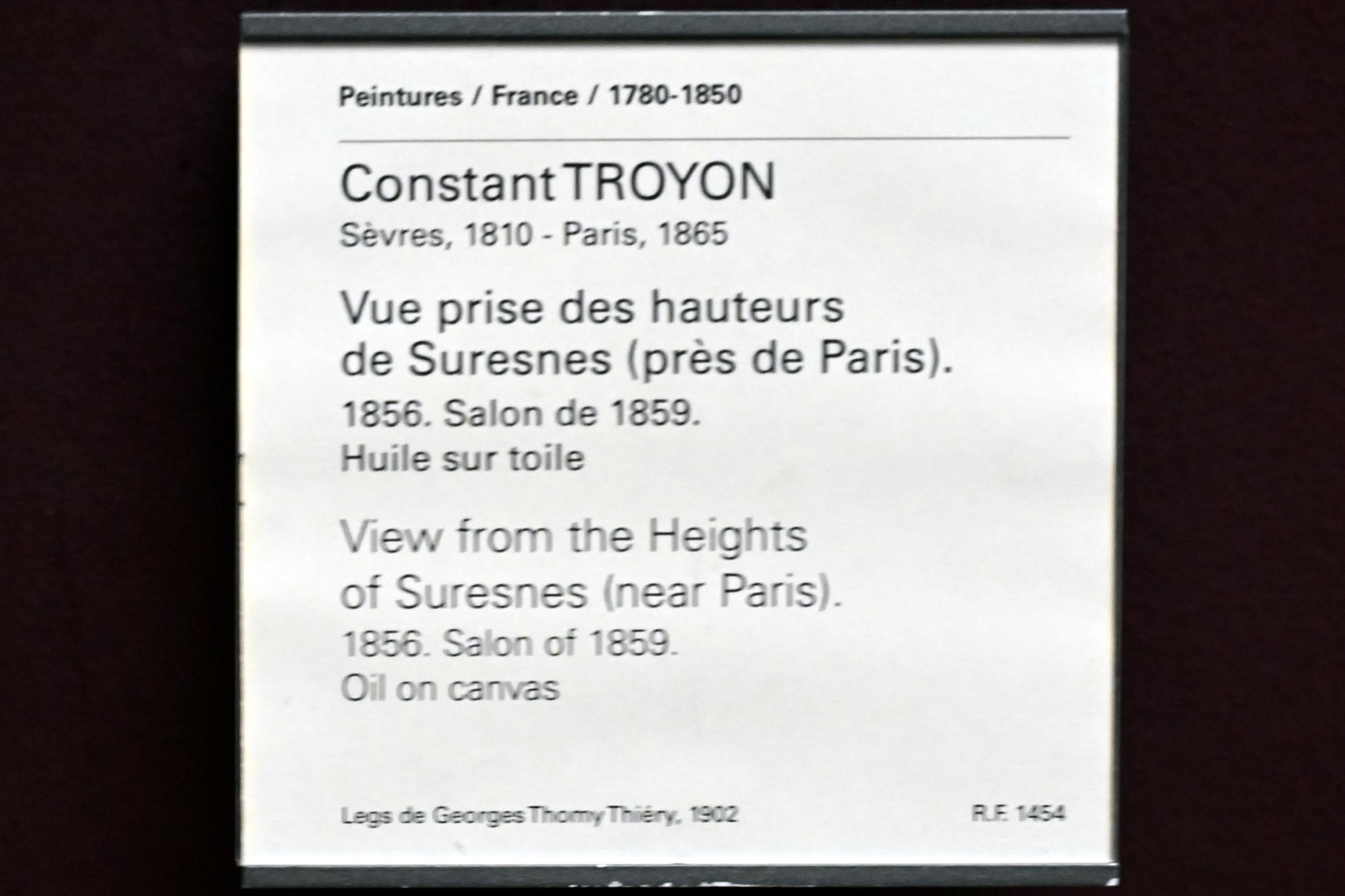 Constant Troyon (1845–1856), Blick von den Höhen von Suresnes bei Paris, Paris, Musée du Louvre, Saal 944, 1856, Bild 2/2
