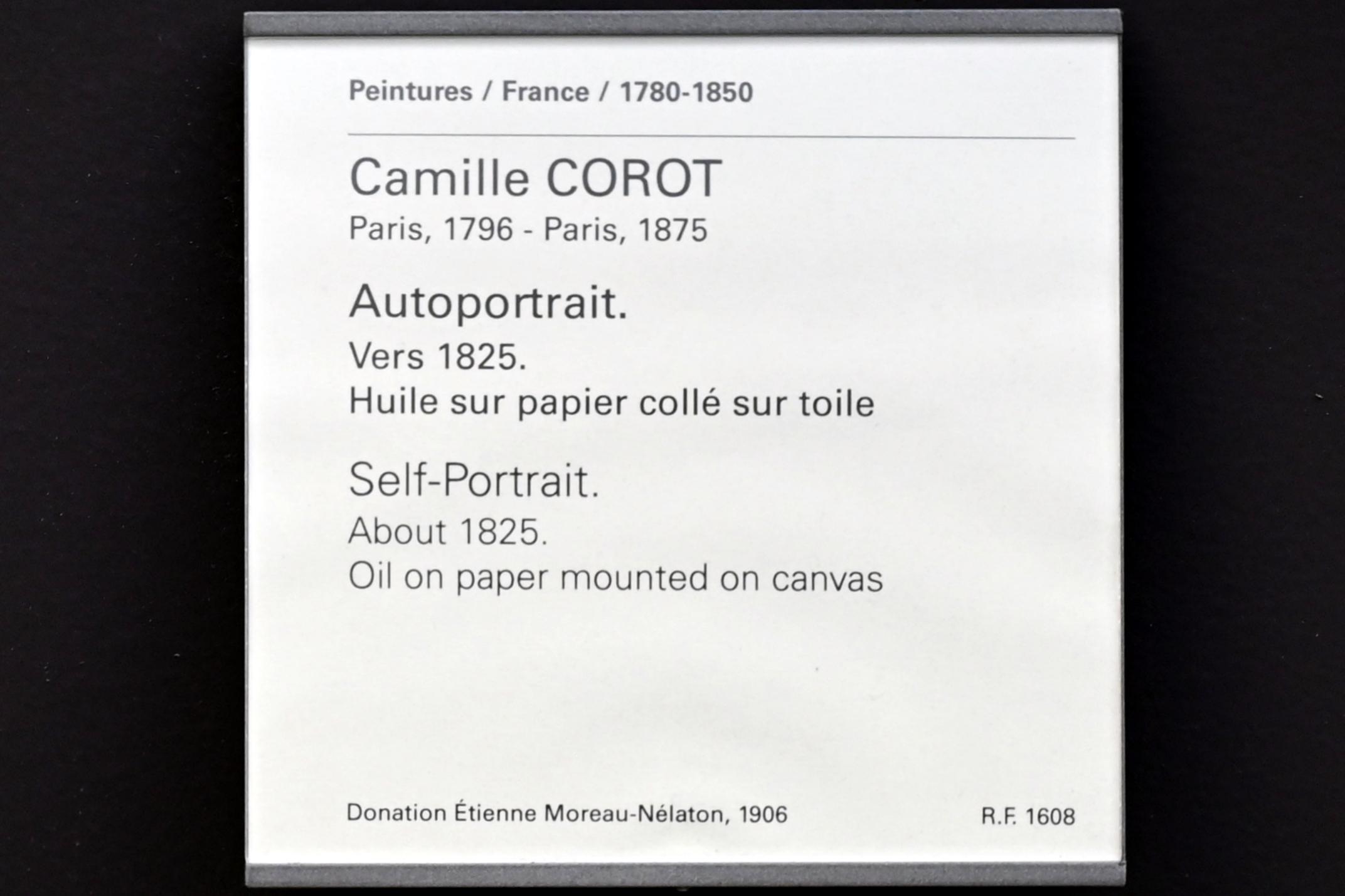 Jean-Baptiste Camille Corot (1823–1874), Selbstporträt, Paris, Musée du Louvre, Saal 949, um 1825, Bild 2/2