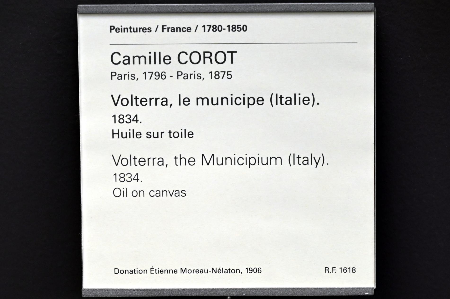 Jean-Baptiste Camille Corot (1823–1874), Die Gemeinde Volterra, Paris, Musée du Louvre, Saal 949, 1834, Bild 2/2