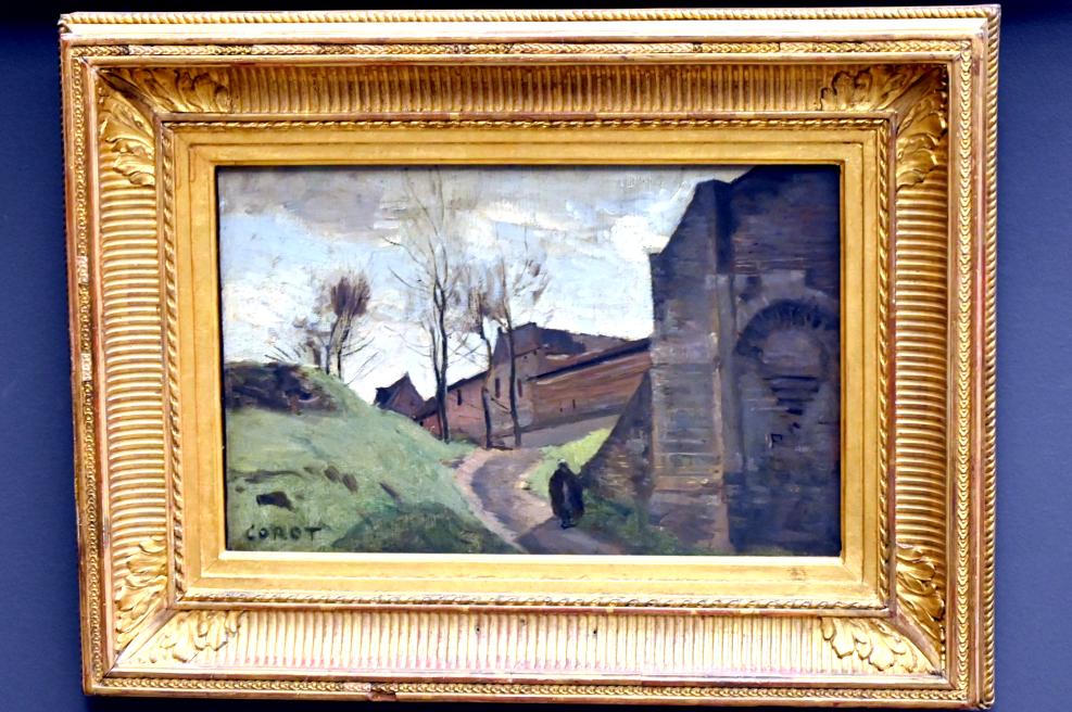 Jean-Baptiste Camille Corot (1823–1874), Die Stadtmauer von Arras und der Porte Saint-Michel, Paris, Musée du Louvre, Saal 949, 1871, Bild 1/2