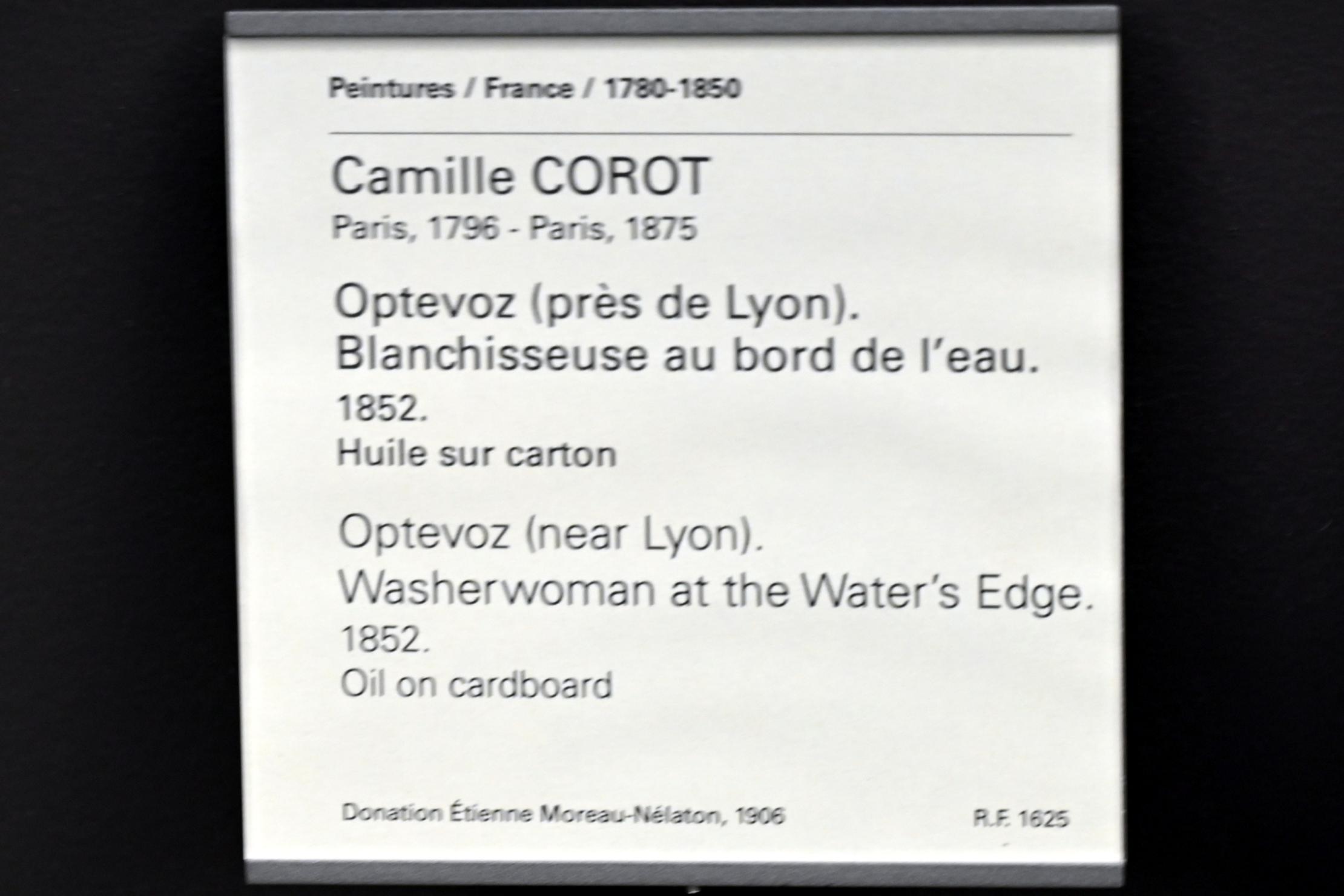 Jean-Baptiste Camille Corot (1823–1874), Wäscherin am Wasser in Optevoz bei Lyon, Paris, Musée du Louvre, Saal 949, 1852, Bild 2/2