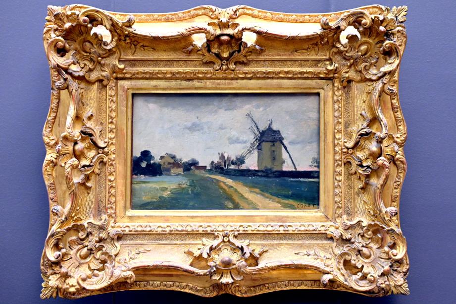 Jean-Baptiste Camille Corot (1823–1874), Zwillingswindmühlen am Hang der Picardie bei Versailles, Paris, Musée du Louvre, Saal 949, um 1855–1865