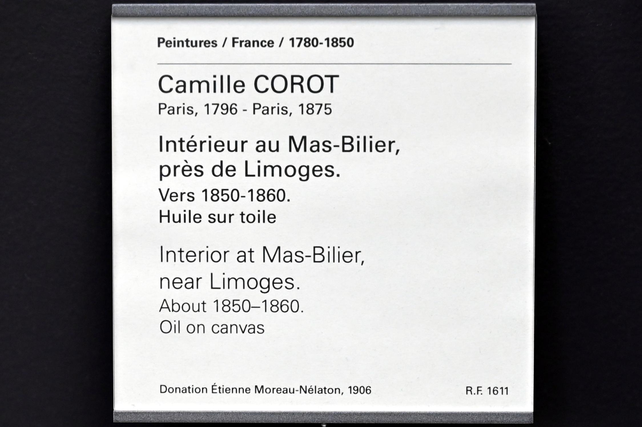 Jean-Baptiste Camille Corot (1823–1874), Interieur in Mas-Bilier bei Limoges, Paris, Musée du Louvre, Saal 949, um 1850–1860, Bild 2/2
