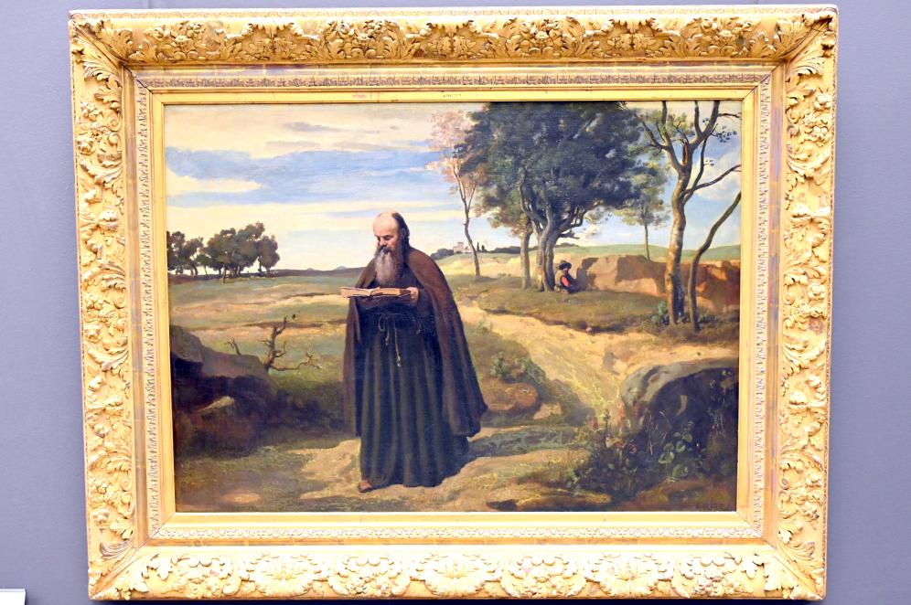 Jean-Baptiste Camille Corot (1823–1874), Mönch beim Lesen, Paris, Musée du Louvre, Saal 949, vor 1840, Bild 1/2