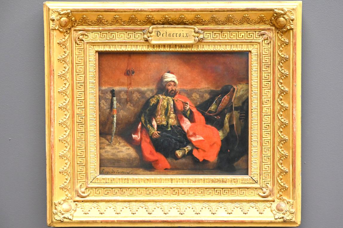 Eugène Delacroix (1820–1862), Rauchender Türke auf einem Diwan, Paris, Musée du Louvre, Saal 950, um 1825, Bild 1/2