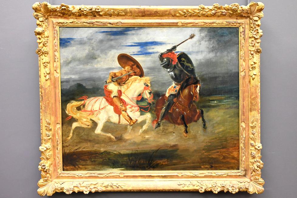 Eugène Delacroix (1820–1862), Ritterkampf auf dem Lande, Paris, Musée du Louvre, Saal 950, um 1825, Bild 1/2