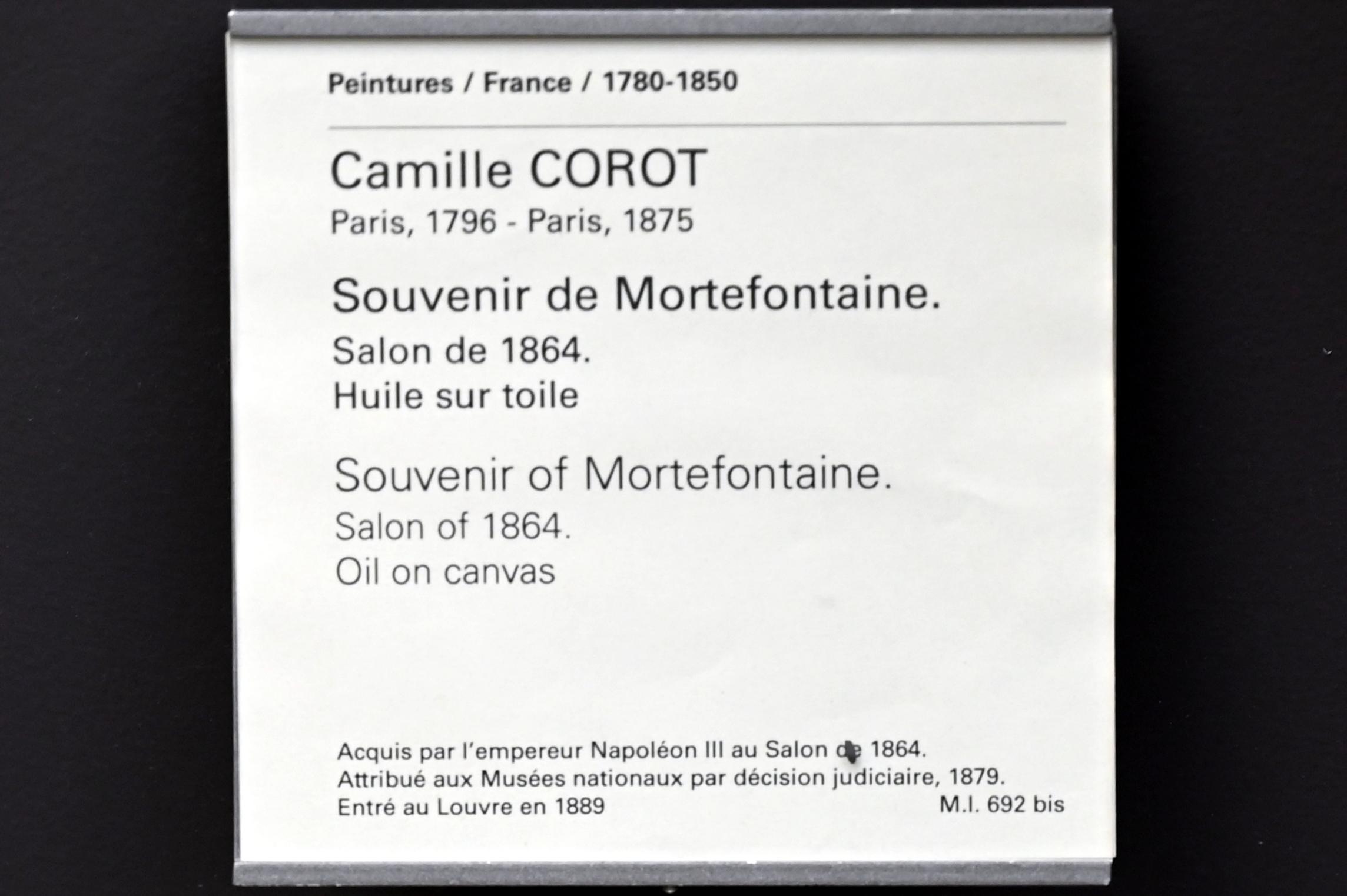 Jean-Baptiste Camille Corot (1823–1874), Erinnerungen an Mortefontaine, Paris, Musée du Louvre, Saal 952, vor 1864, Bild 2/2