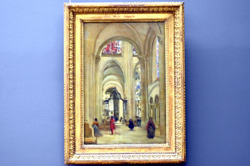 Jean-Baptiste Camille Corot (1823–1874), Innenansicht der Kathedrale von Sens in Ostfrankreich, Paris, Musée du Louvre, Saal 952, 1874, Bild 1/2