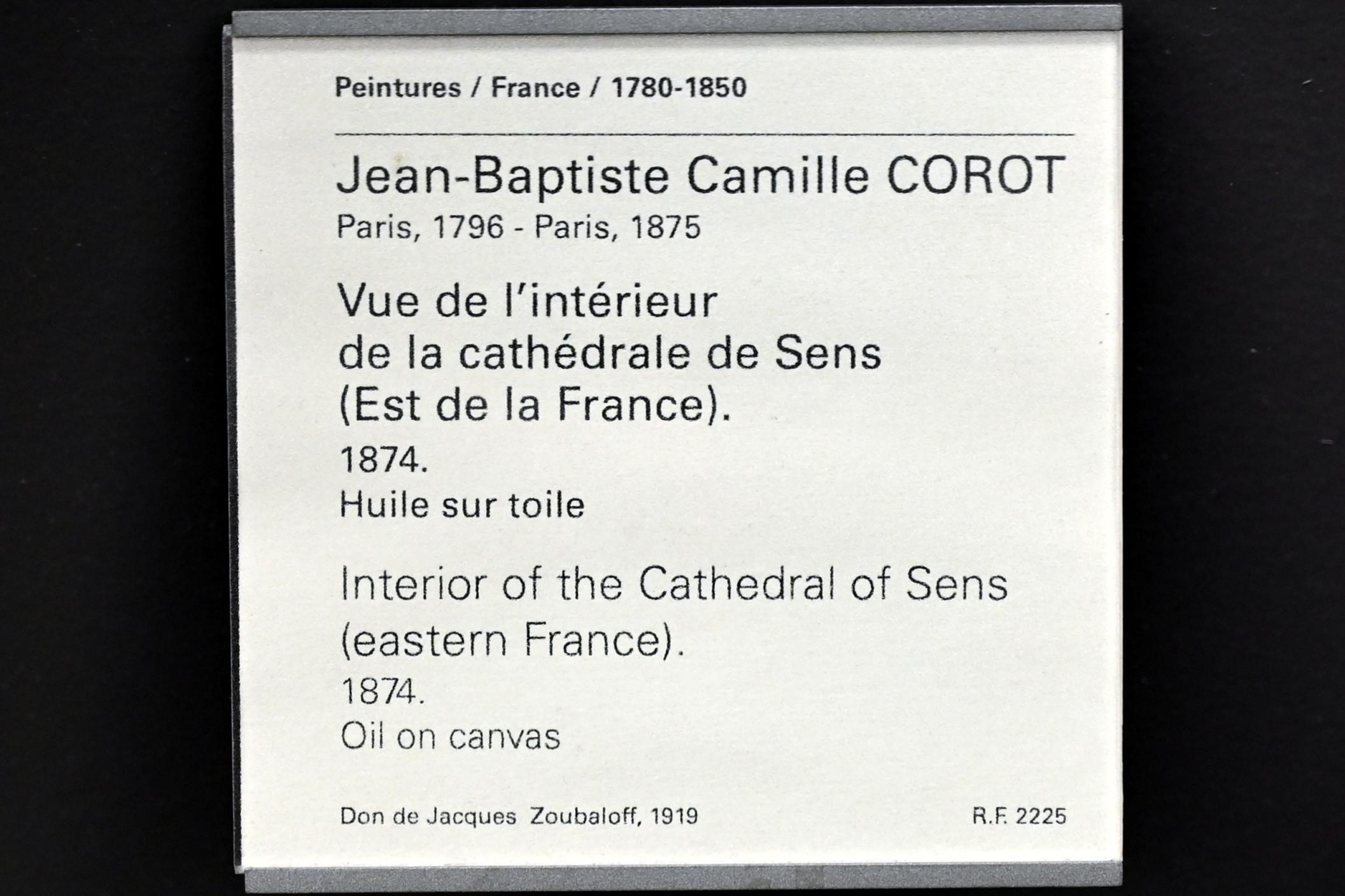Jean-Baptiste Camille Corot (1823–1874), Innenansicht der Kathedrale von Sens in Ostfrankreich, Paris, Musée du Louvre, Saal 952, 1874, Bild 2/2