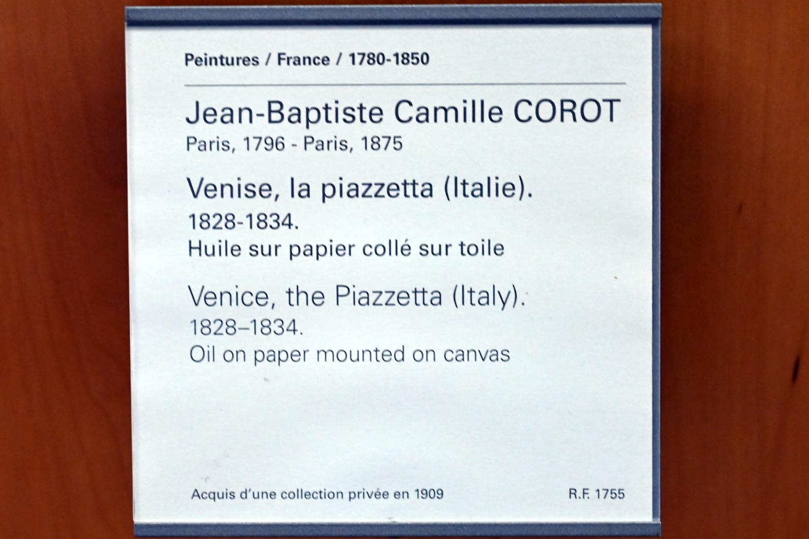 Jean-Baptiste Camille Corot (1823–1874), Die Piazzetta in Venedig, Paris, Musée du Louvre, Saal 948, 1828–1834, Bild 2/2
