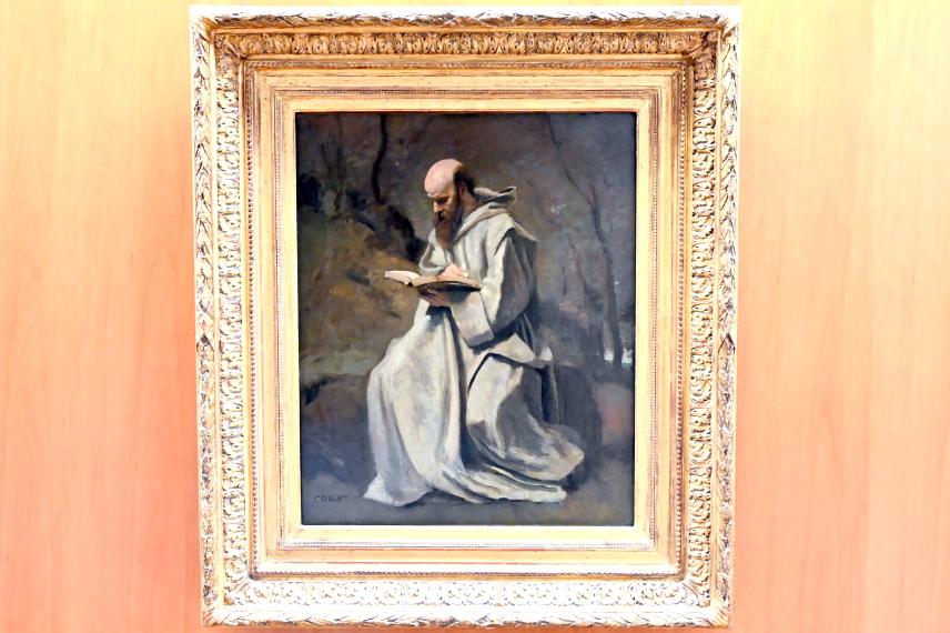 Jean-Baptiste Camille Corot (1823–1874), Sitzender Mönch in Weiß beim Lesen, Paris, Musée du Louvre, Saal 948, um 1850–1855
