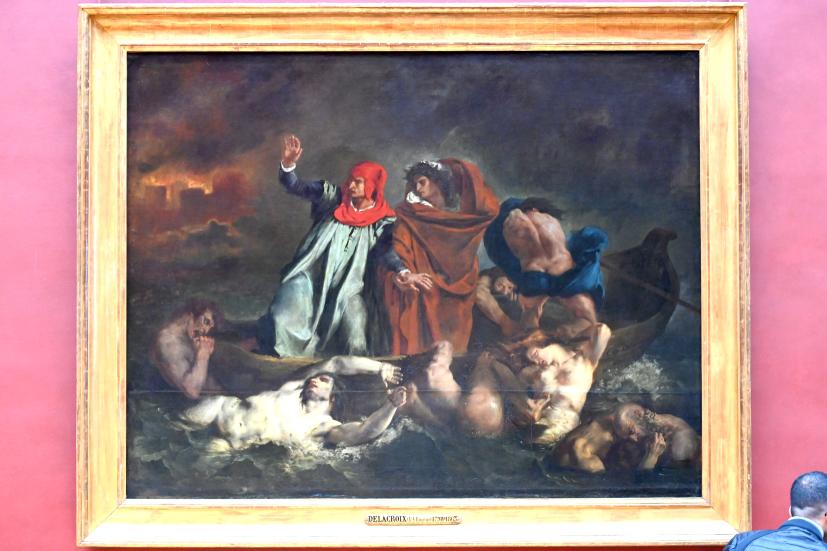 Eugène Delacroix (1820–1862), Dante und Vergil in der Unterwelt (Die Barke des Dante), Paris, Musée du Louvre, Saal 700, vor 1822, Bild 1/2