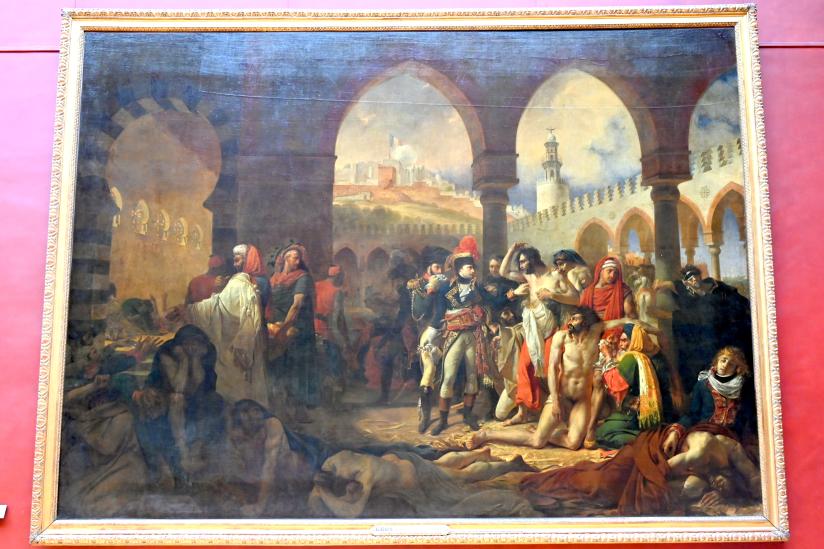 Antoine-Jean Gros (1795–1826), Napoleon Bonaparte besucht die Pestkranken in Jaffa am 11. März 1799, Paris, Musée du Louvre, Saal 700, vor 1804, Bild 1/2