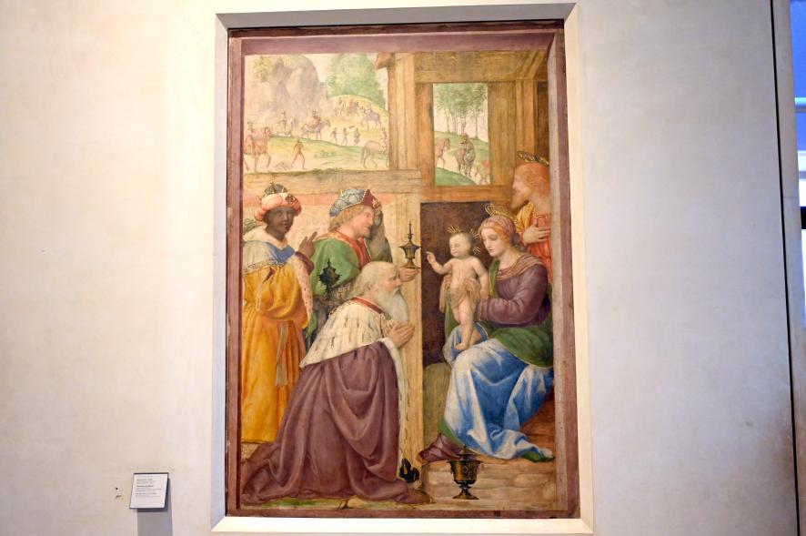 Bernardino Luini (1510–1527), Anbetung der Könige, Greco Milanese, jetzt Paris, Musée du Louvre, Saal 707, um 1520–1525, Bild 1/3