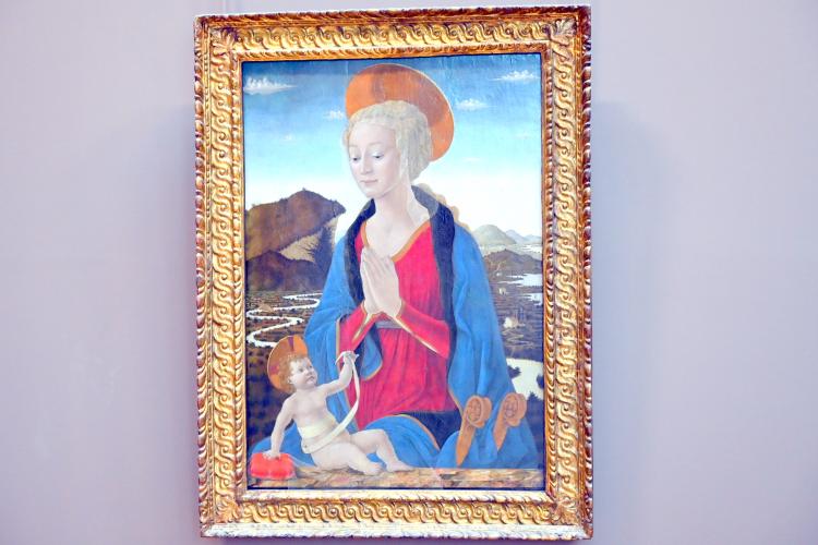 Alesso Baldovinetti (1464–1465), Maria mit Kind, Paris, Musée du Louvre, Saal 708, um 1464, Bild 1/2