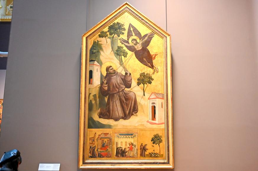 Giotto di Bondone (Giotto) (1298–1330), Die Stigmatisierung des Heiligen Franz von Assisi (1181/1182-1226), Pisa, Chiesa di San Francesco, jetzt Paris, Musée du Louvre, Saal 708, um 1297–1299, Bild 1/2