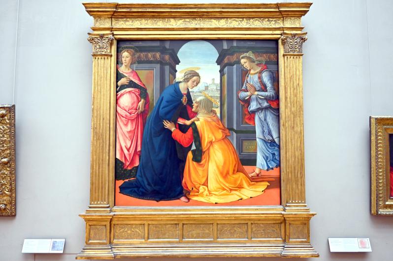 Domenico Ghirlandaio (1473–1494), Mariä Heimsuchung, Florenz, Santa Maria Maddalena dei Pazzi, jetzt Paris, Musée du Louvre, 1491, Bild 1/2