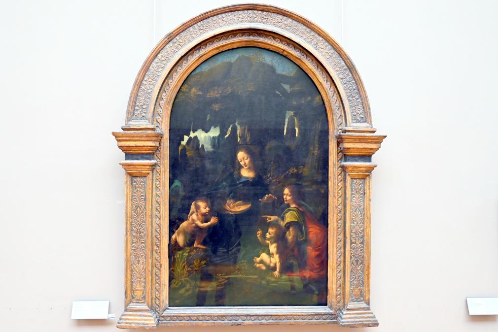 Leonardo da Vinci (1475–1513), Die Felsgrottenmadonna, Mailand, Kirche San Francesco Grande, jetzt Paris, Musée du Louvre, Saal 710c, um 1483–1490, Bild 1/2
