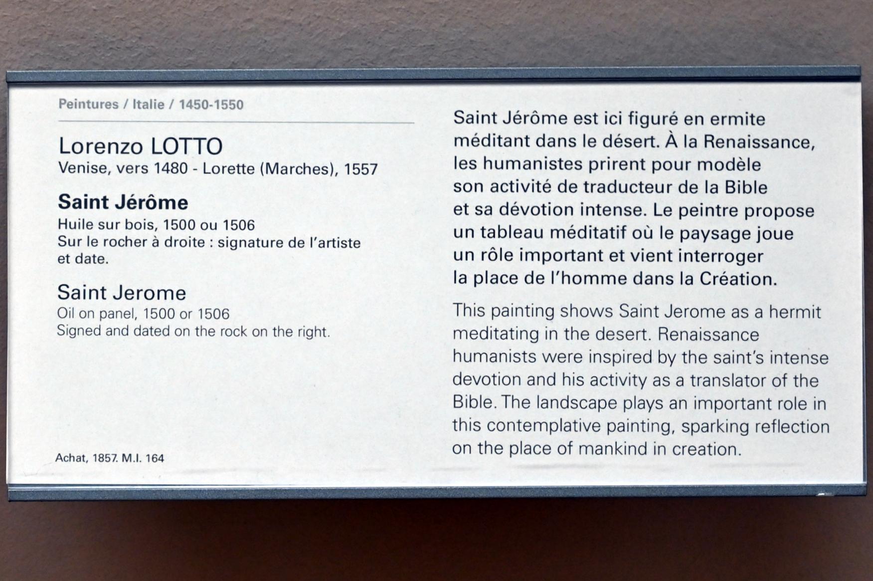 Lorenzo Lotto (1503–1549), Heiliger Hieronymus in der Wüste, Paris, Musée du Louvre, Saal 710d, um 1500–1506, Bild 2/2