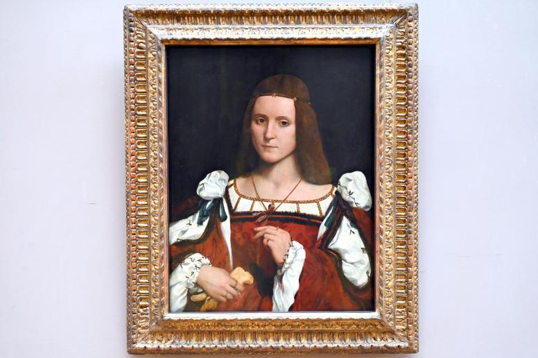 Giovanni Francesco Caroto (1501–1527), Porträt einer Frau (früher Porträt der Isabella d'Este), Paris, Musée du Louvre, Saal 710d, um 1510–1515, Bild 1/2
