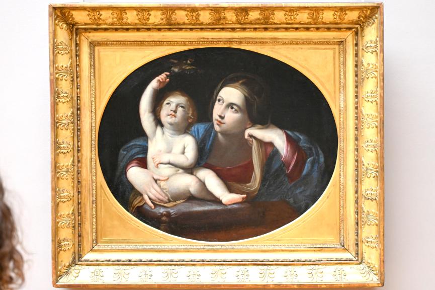 Guido Reni (Schule) (1642), Die Jungfrau und das Jesuskind beim Spiel mit einem Vogel, Paris, Musée du Louvre, Saal 716d, um 1635–1650, Bild 1/2