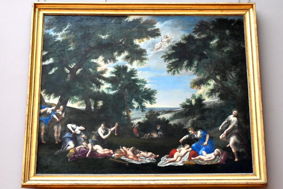 Francesco Albani (1599–1655), Nymphen entwaffnen die Amoretten, Mantua, Villa La Favorita, jetzt Paris, Musée du Louvre, Saal 716d, 1621–1633, Bild 1/2
