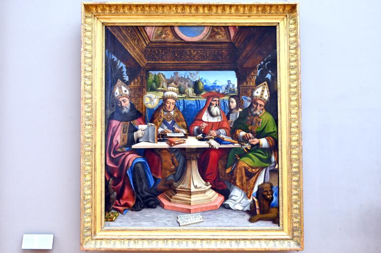 Pier Francesco Sacchi (1516), Die vier Kirchenlehrer, Genua, Commenda di San Giovanni di Pré, jetzt Paris, Musée du Louvre, Saal 710f, 1516, Bild 1/2