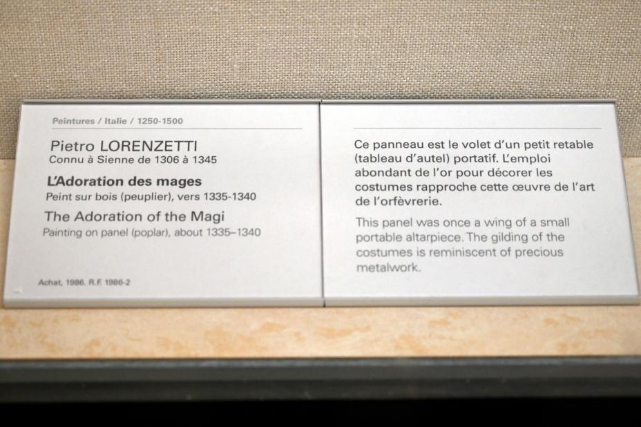 Pietro Lorenzetti (1332–1348), Anbetung der Könige, Paris, Musée du Louvre, Saal 709, um 1335–1340, Bild 2/2