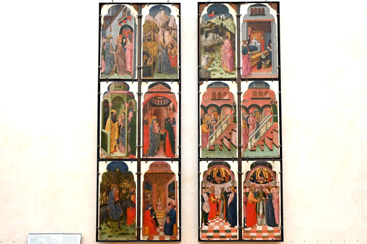 Giovanni Francesco da Rimini (1445), Zwölf Szenen aus dem Leben der Jungfrau Maria, Paris, Musée du Louvre, Saal 709, um 1440–1450, Bild 1/8
