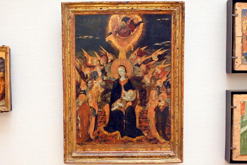 Pietro di Giovanni d'Ambrosio (1435), Die Jungfrau Maria und das Jesuskind, umgeben von Engeln, Paris, Musée du Louvre, Saal 709, um 1435, Bild 1/2