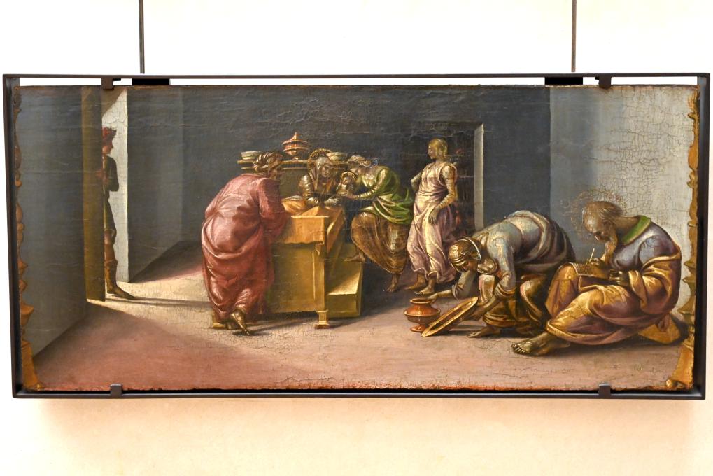 Luca Signorelli (1487–1517), Die Geburt des Heiligen Johannes des Täufers, Paris, Musée du Louvre, Saal 709, um 1485–1490, Bild 1/2