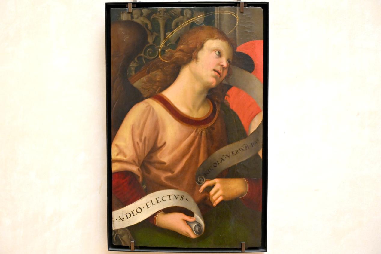 Raffael (Raffaello Sanzio da Urbino, Raffaello Santi) (1501–1519), Engel mit einer Spruchrolle, Città di Castello, Chiesa di Sant'Agostino, jetzt Paris, Musée du Louvre, Saal 709, 1501