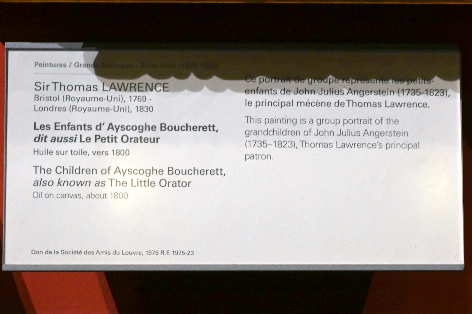 Thomas Lawrence (1789–1825), Die Kinder von Ayscoghe Boucherett (Der kleine Redner), Paris, Musée du Louvre, Saal 713, um 1800, Bild 2/2