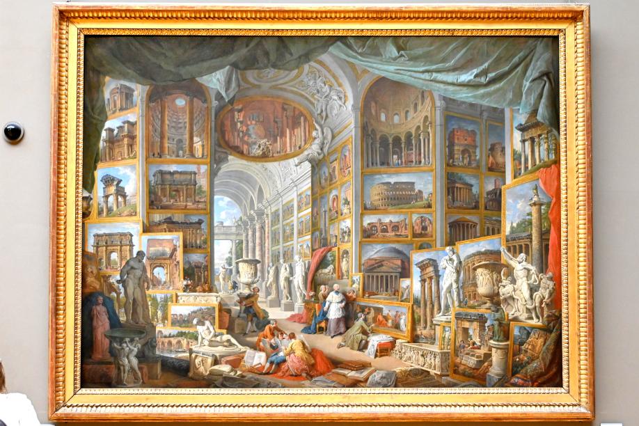 Giovanni Paolo Pannini (1722–1759), Bildergalerie des antiken Rom, Paris, Musée du Louvre, Saal 718, 1758, Bild 1/3