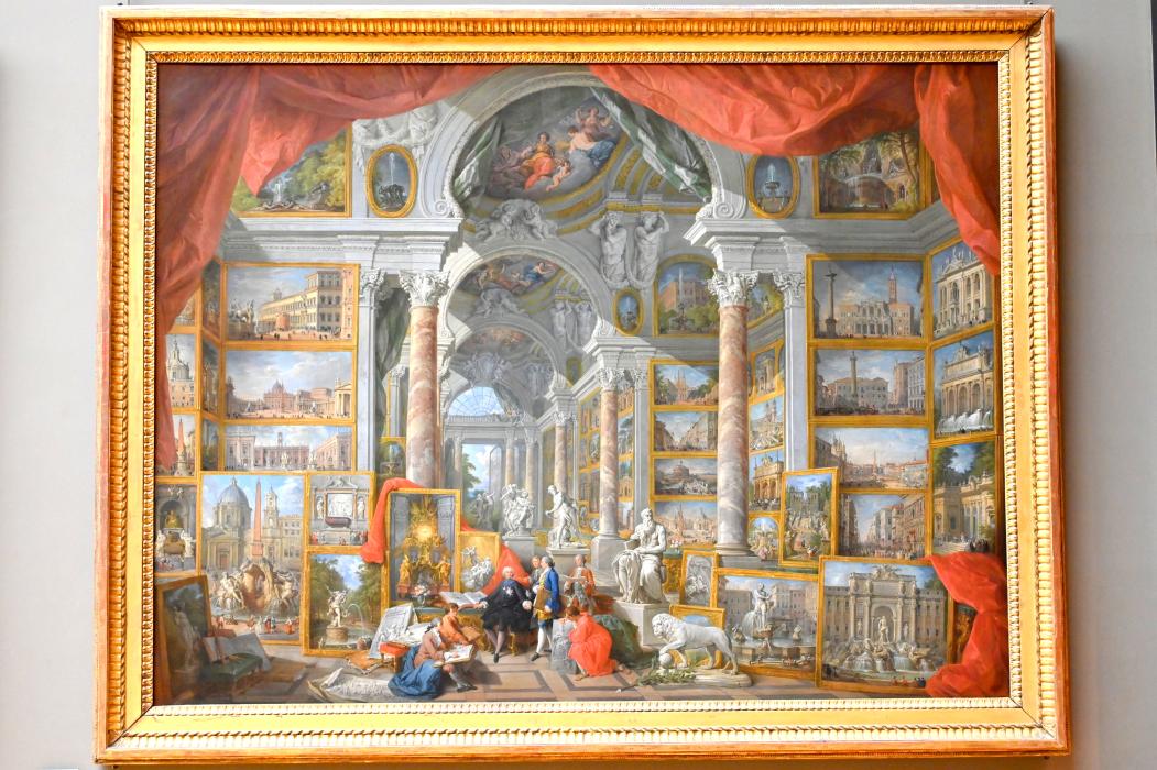 Giovanni Paolo Pannini (1722–1759), Bildergalerie des modernen Rom, Paris, Musée du Louvre, Saal 718, 1759, Bild 1/2